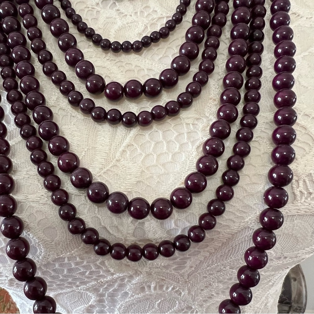 Charming Charlie Elegant Purple Multi Strand Beaded Necklace - Picture 7 of 9